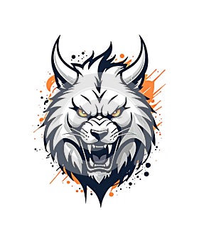 Simplistic stylized logo concept design of wolf photo