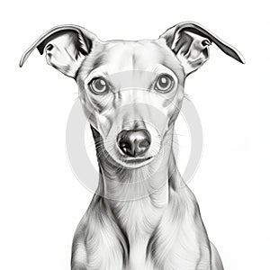 Simplistic Vector Art Of A Black And White Italian Greyhound