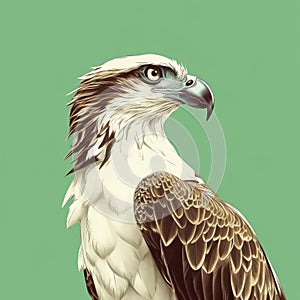 Simplistic Vector Art Of An Osprey In Emerald And Beige