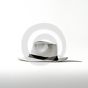 Simplista blanco paja un sombrero en blanco superficie 
