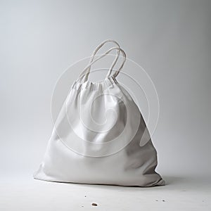 Simplistic White Tote Bag On Minimalist White Table
