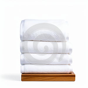 Simplistic White Towel Photo On Wood Stand