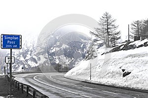 Simplon pass in snow
