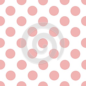 Simply vector seamless pattern of light pink rose circles on a white background