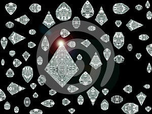 Simulated diamonds with lens flare