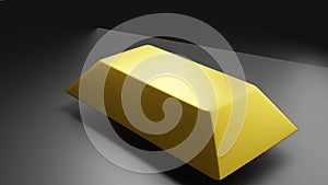 Simulated gold bar on black background, 3d rendering