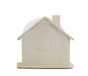 A simulated wooden house on a white background