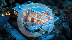 simulati glowing effect on vr property model medical hud