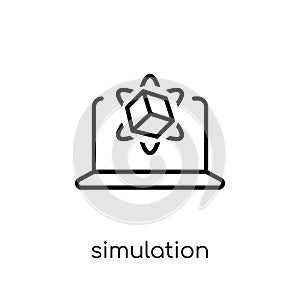 Simulation icon. Trendy modern flat linear vector Simulation icon on white background from thin line Programming collection