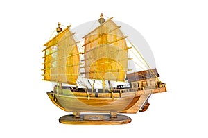 Simulation junk boat isolated on white background