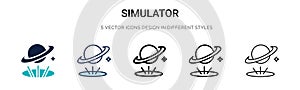 Simulator icon in filled, thin line, outline and stroke style. Vector illustration of two colored and black simulator vector icons