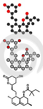 Simvastatin cholesterol lowering drug (statin class) molecule