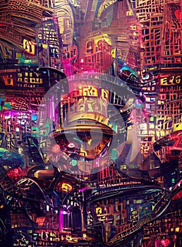 Sin city - colorful digital painting artwork