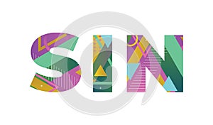 Sin Concept Retro Colorful Word Art Illustration