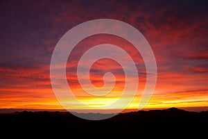 Sinai desert with sand and sun rise in december with mountains a