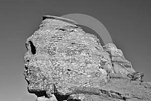 SINAIA, ROMANIA - Jul 28, 2017: The Sphinx in Bucegi National Park, Romania - Natural rock formation