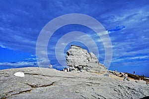 SINAIA, ROMANIA - Jul 28, 2017: The Sphinx in Bucegi National Park, Romania - Natural rock formation