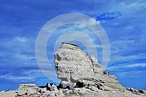 SINAIA, ROMANIA - Jul 28, 2017: The Sphinx in Bucegi National Park, Romania - Natural rock formation