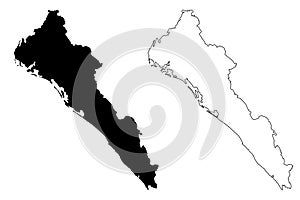 Sinaloa map vector photo