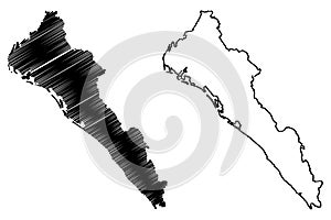 Sinaloa map vector photo