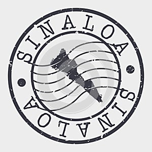 Sinaloa, Sin., Mexico Stamp Postal. A Map Silhouette Seal. Passport Round Design. Emblema Vector Icon Design Retro Travel. photo