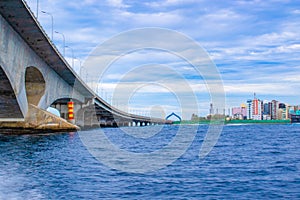 SinaMalÃ© Bridge and Male city capital of Maldives