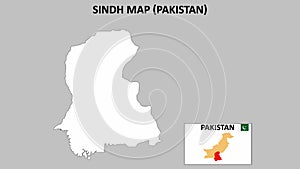 Sindh Map. Sindh Map Pakistan with white background and line map