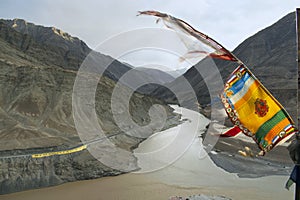 Sindhu Sangam river, Confluence of the Indus and Zanskar Rivers, near Leh, Ladkh, India