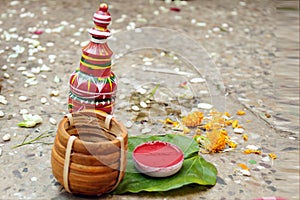 The sindoor & sindor pot . photo