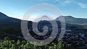 Sindoro mountain view at skoter hills, Dieng, Central Java