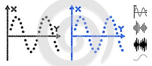 Sine Plot Mosaic Icon of Round Dots