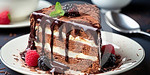 Sinfully Delicious Chocolate Cake with Cream and Tempting Toppings