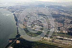 Singapore aerial view with airport