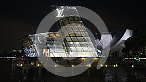 SINGAPORE - APR 2nd 2015: Night scene of Louis Vuitton Island Maison at Marina Bay