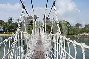 Palawan Beach hanging bridge in Sentosa, Singapore