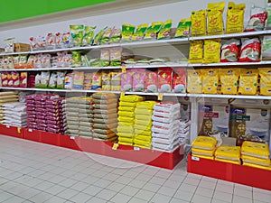 Singapore: Assorted rice for Sale On Supermarket Shelves