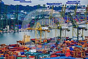 Commercial port of Singapore, It is one of the busiest Import, E