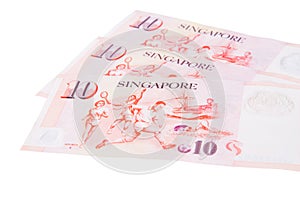 Singapore banknotes dollars 10 SGD isolated on white backgroun