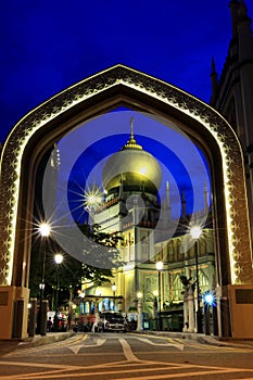 Singapore:Blue hour shot of Masjid Sultan Singapura Mosque