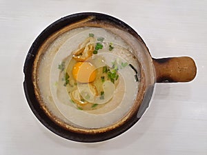 Singapore A bowl of claypot Pork porridge rice gruel