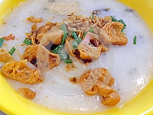 Singapore A bowl of Pork porridge rice gruel