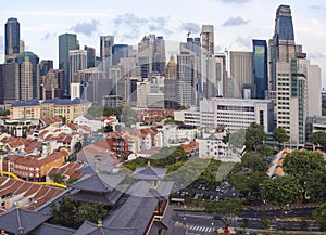 Singapore Central Business District Over Chinatown Area