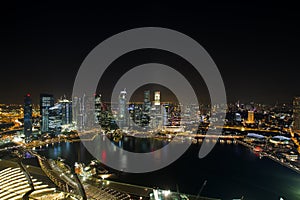 Singapore Central Business District Skyline Night