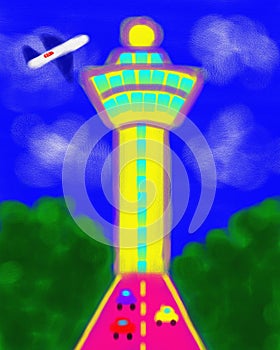 Singapore Changi Airport Abstract Painting