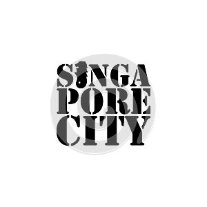 Singapore city negative space typography logo design image