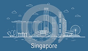 Singapore city line art Vector illustration