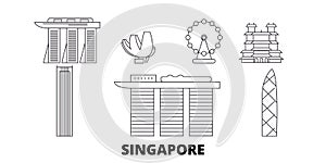 Singapore City line travel skyline set. Singapore City outline city vector illustration, symbol, travel sights