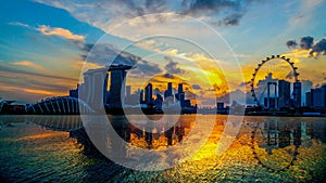 SINGAPORE CITY, SINGAPORE : Feb 12,2018: Singapore Skyline. Singapore`s business district, marina bay sand and the garden by the b