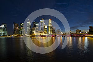 Singapore City Skyline at Blue Hour