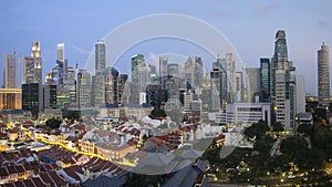 Singapore Skyline Along Chinatown Evening photo